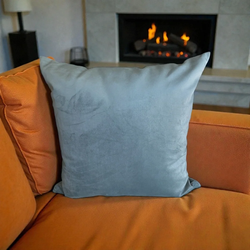 TGH TESSITURA ITALY Blue Velvet Throw Pillow  Insert Included 24x24